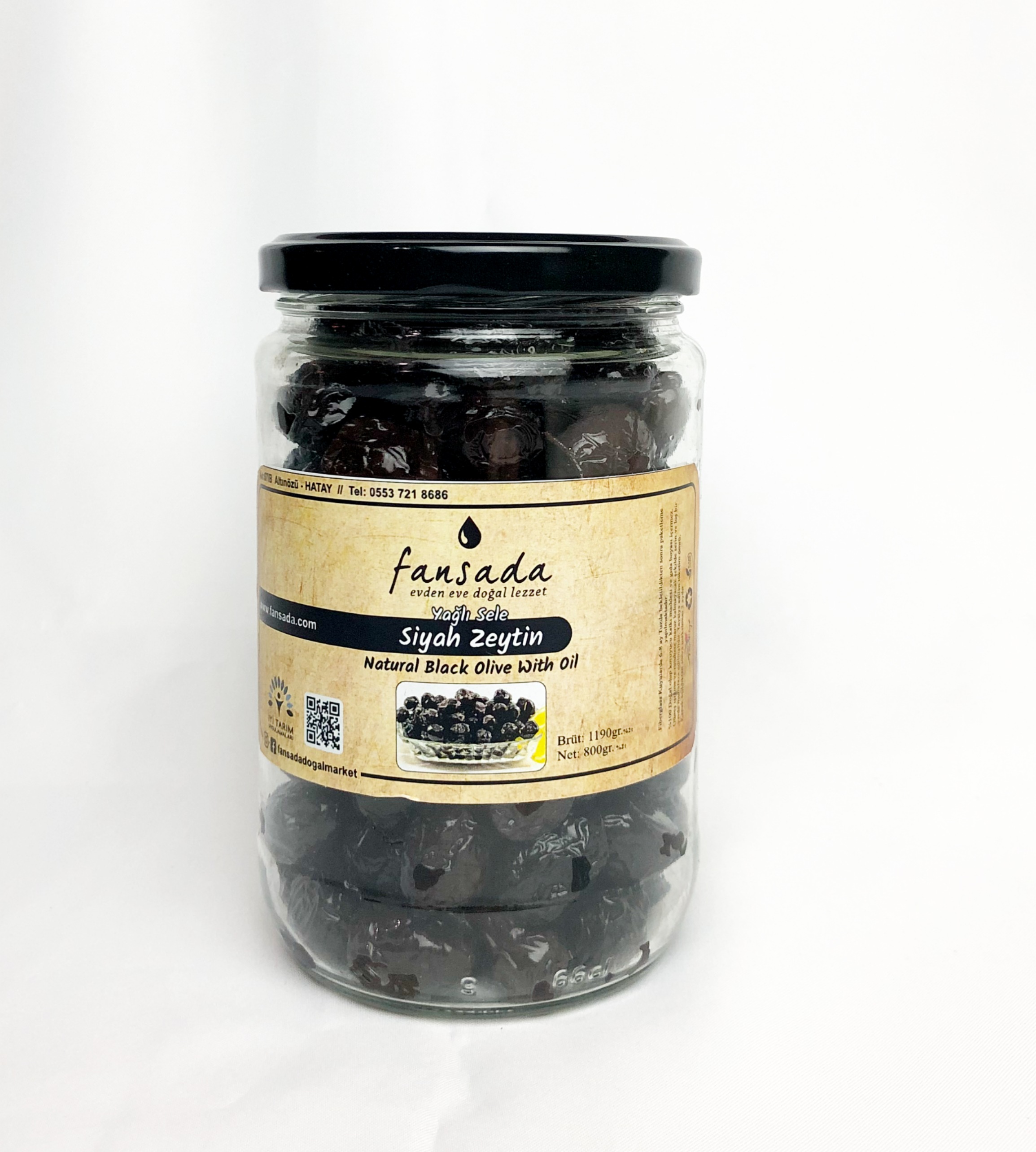 Siyah Zeytin Yağlı Sele Cam Kavanoz (Hatay)  700 gr 290-320 Kalibre