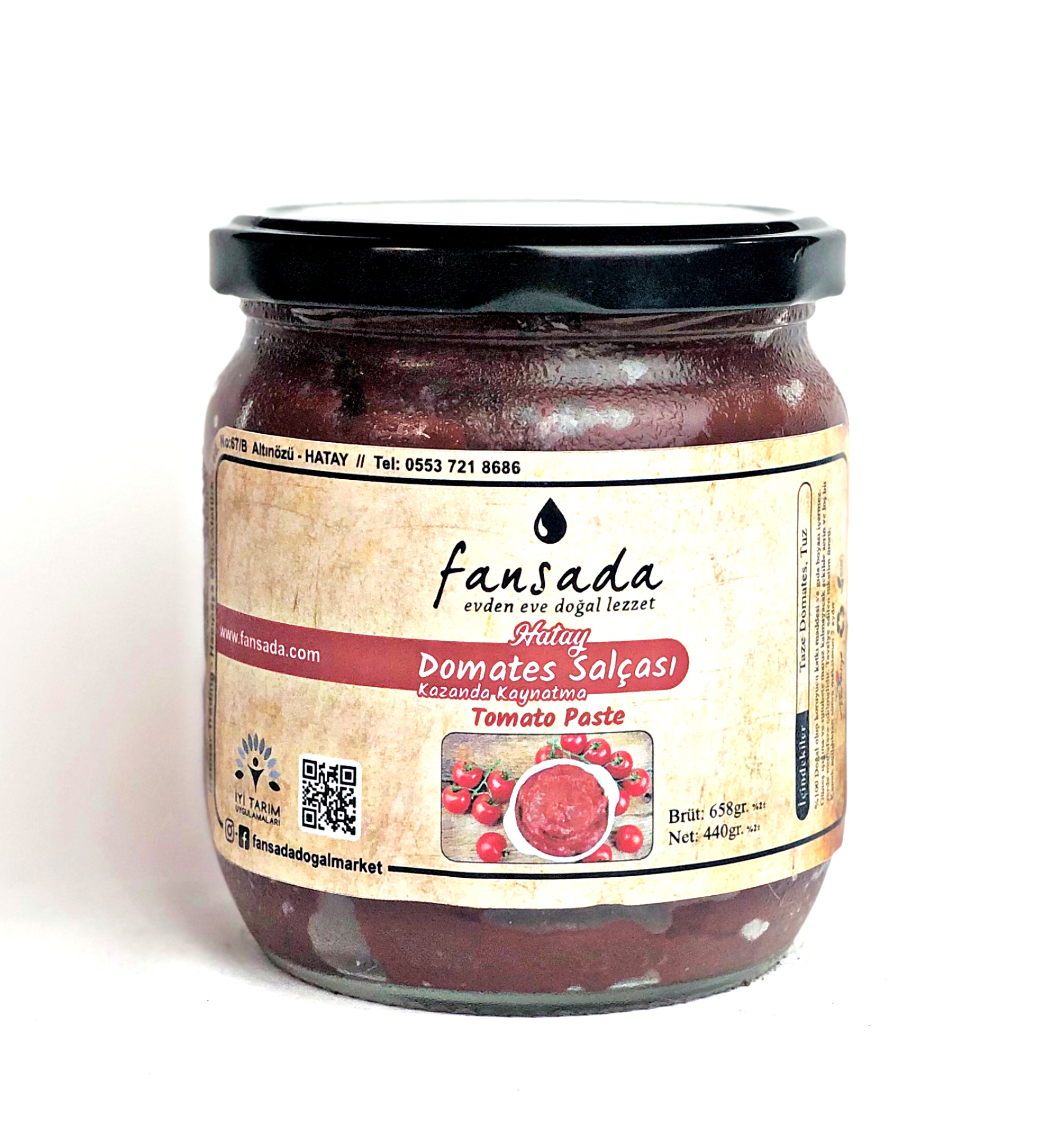 Domates Salçası Kazanda Kaynatma Cam kavanoz (Hatay) 440 gr
