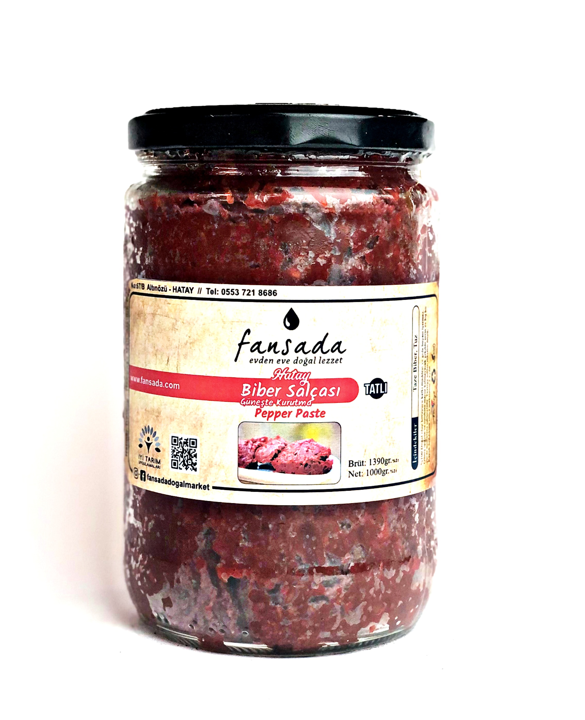 Tatlı Biber Salçası Güneşte Kurutma Cam kavanoz (Hatay) 1 Kg