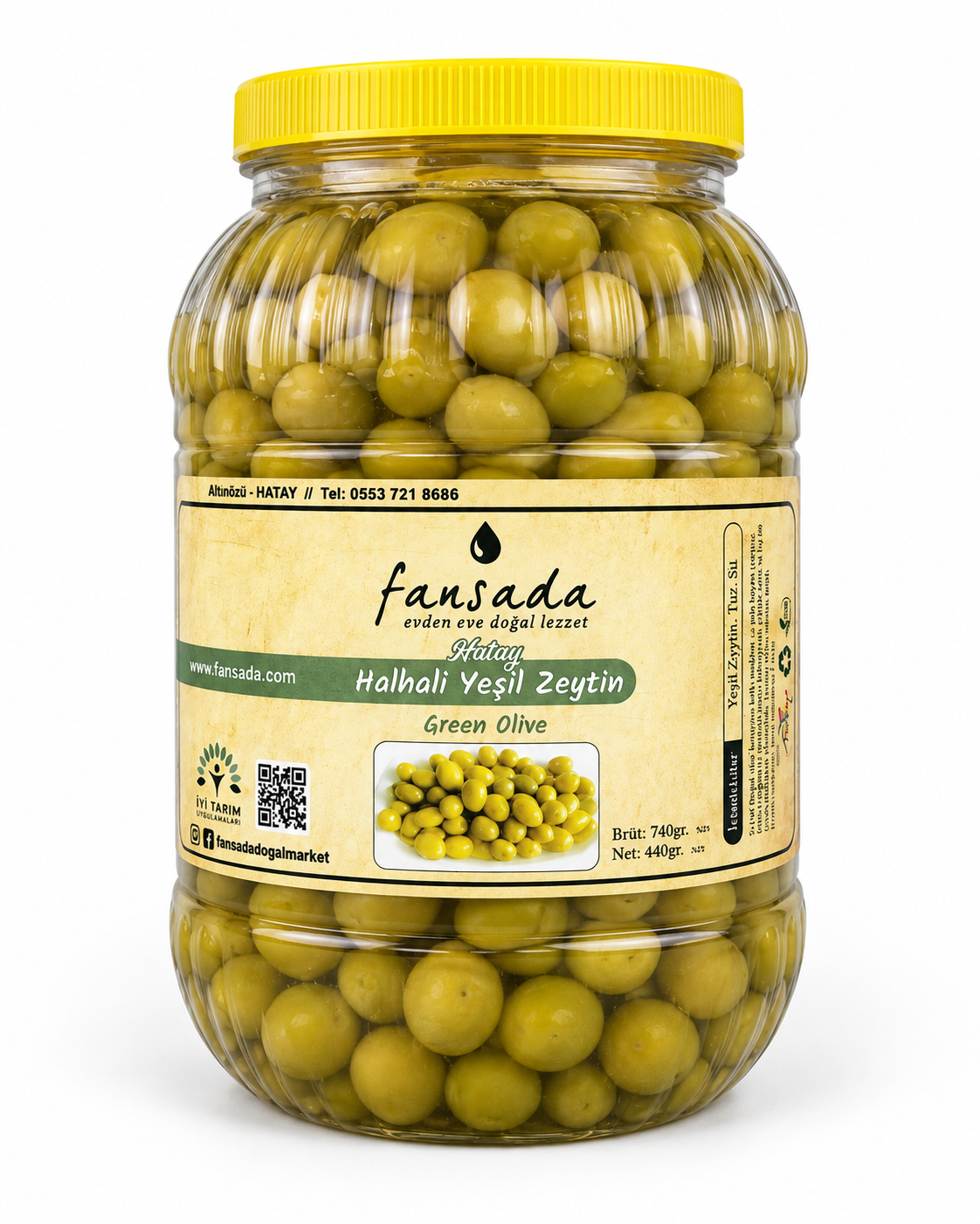 Yeşil Zeytin Halhali Plastik Kap (Hatay) 3 Kg